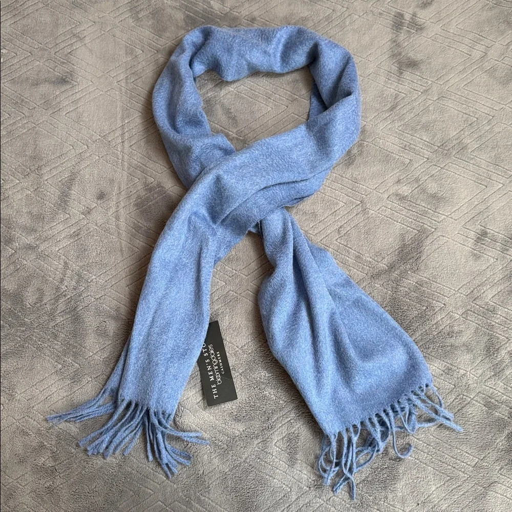 NWT Bloomingdale’s Cashmere Fringe Trim Scarf Mystical Blue Heather